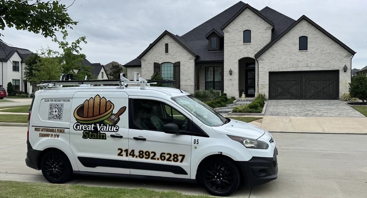 Great Value Stain van parked outside a North Texas home