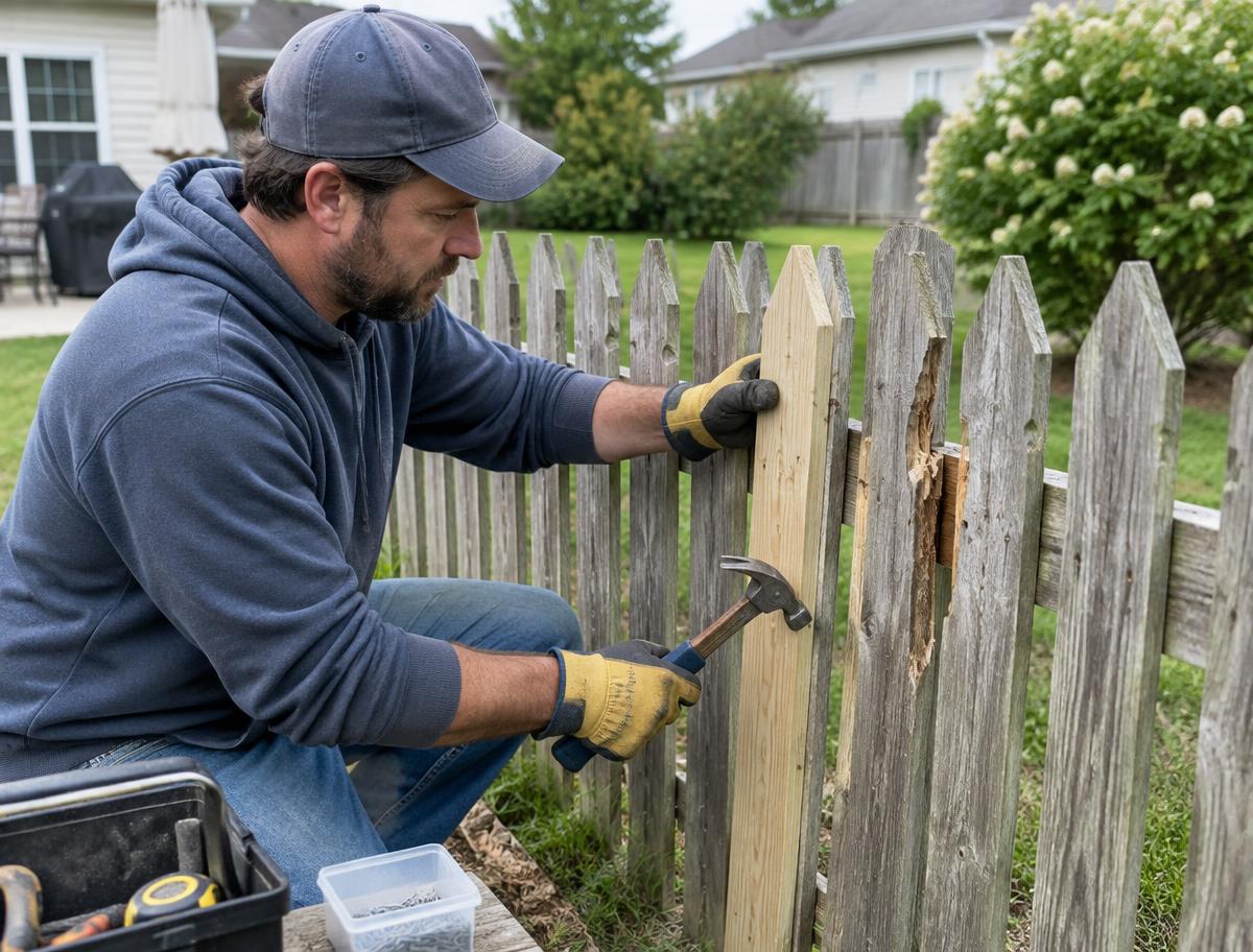 Fence repair in progress